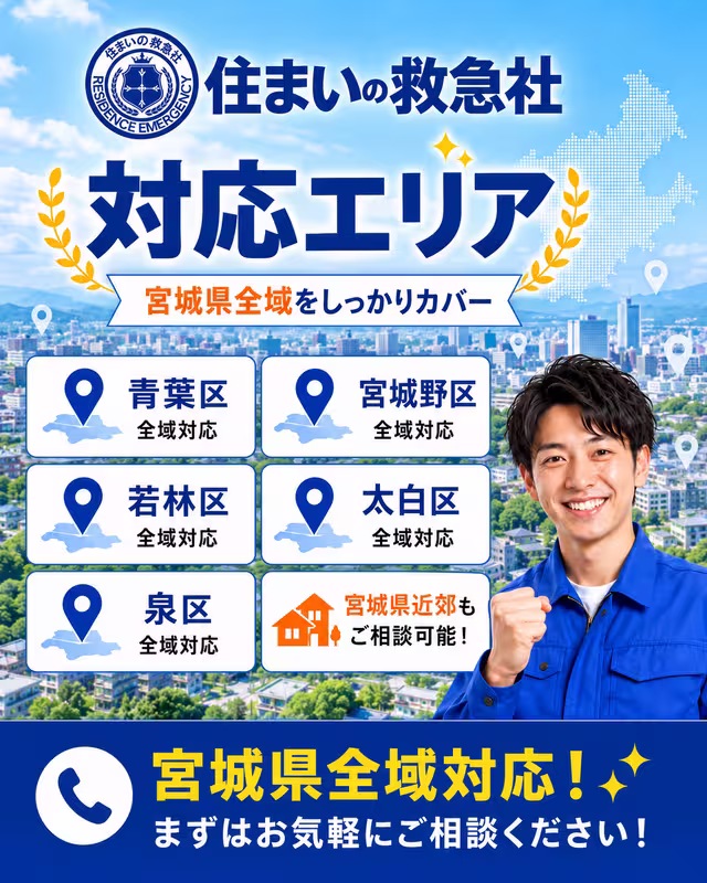 宮城県の対応エリアマップ(仙南8市町は許可業者として直接回収)